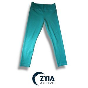 Zyia Active Turquoise Metallic Leggings